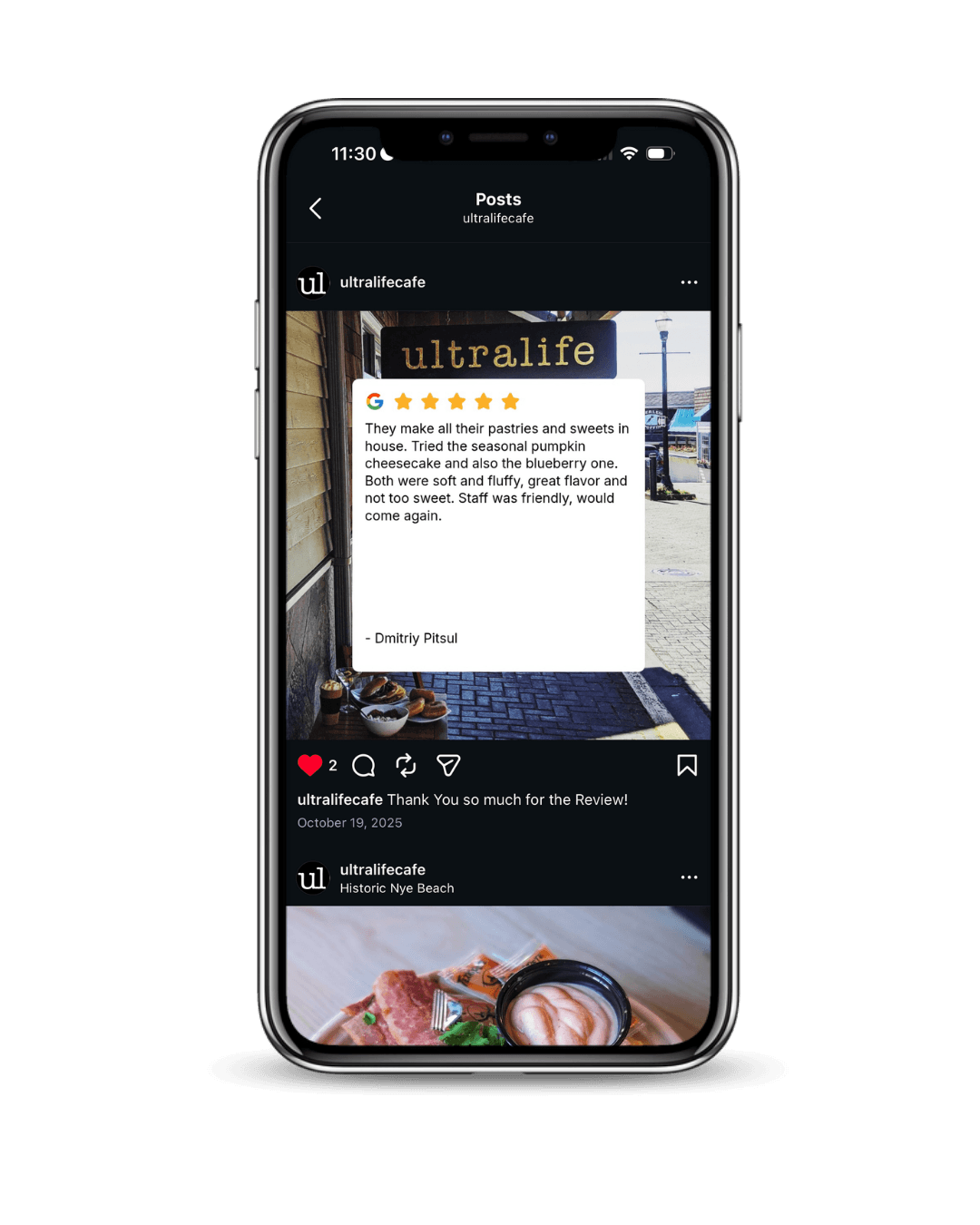 ultralife cafe reviews showing on instagram
