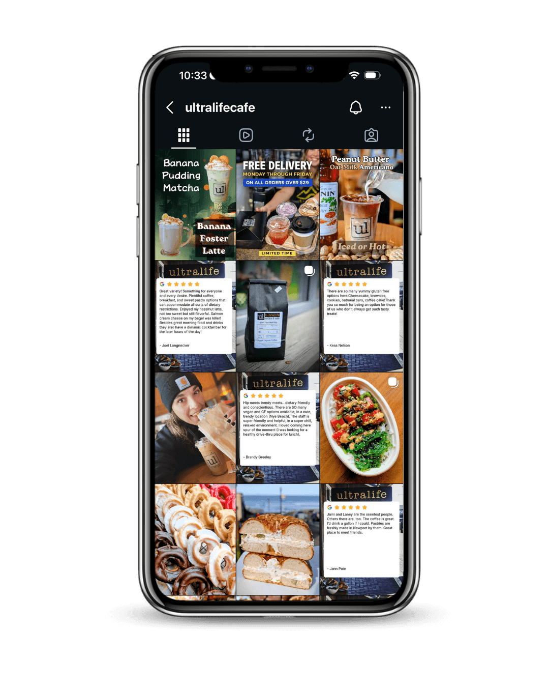 instagram feed of cafe